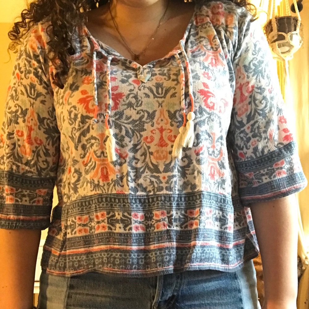 Hollister Colorful Bohemian Patterned Blouse